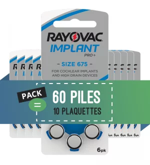 Rayovac - Piles Implant cochléaire - Lot de 60 piles