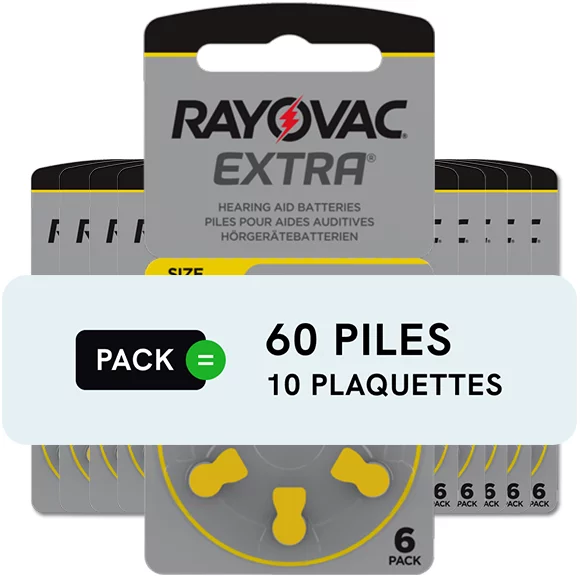 Piles auditives 10 - Rayovac - Lot de 60 piles