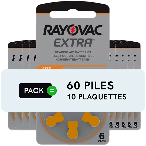 Piles auditives 13 - Rayovac - Lot de 60 piles