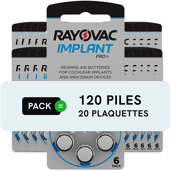 Piles Implant cochléaire - Rayovac - Lot de 120 piles