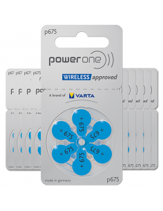 Piles auditives 675 - Power One - Lot de 60 piles