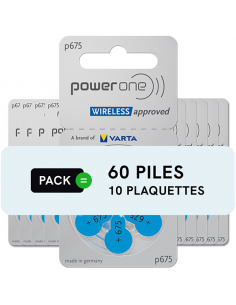 Piles auditives 675 - Power One - Lot de 60 piles 2