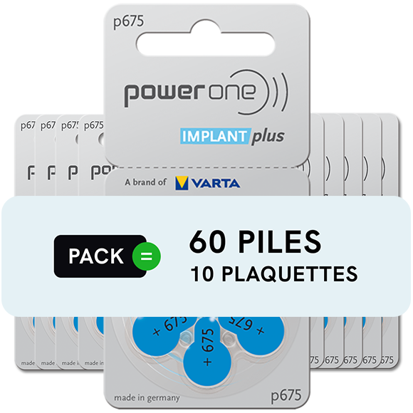 Piles Implant cochléaire - Power One - Lot de 60 piles