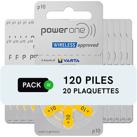 Piles auditives 10 - Power One - Lot de 120 piles