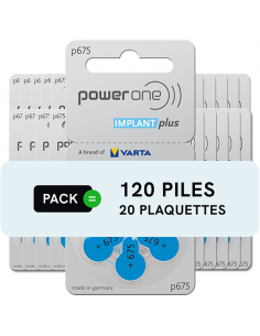 Piles Implant cochléaire - Power One - Lot de 120 piles 2